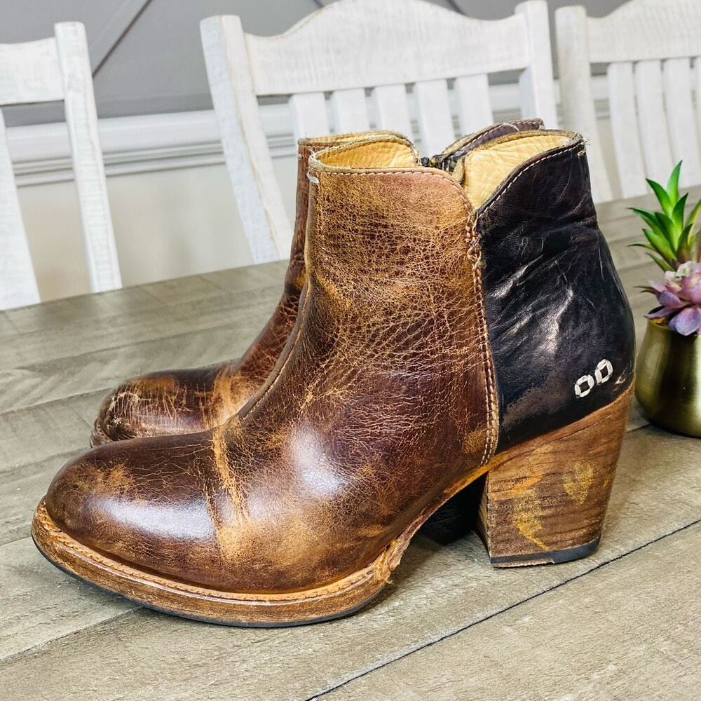Bed Stu Yell Boots Distressed Brown Leather Cobbler Boho Rustic Heels Women’s Si